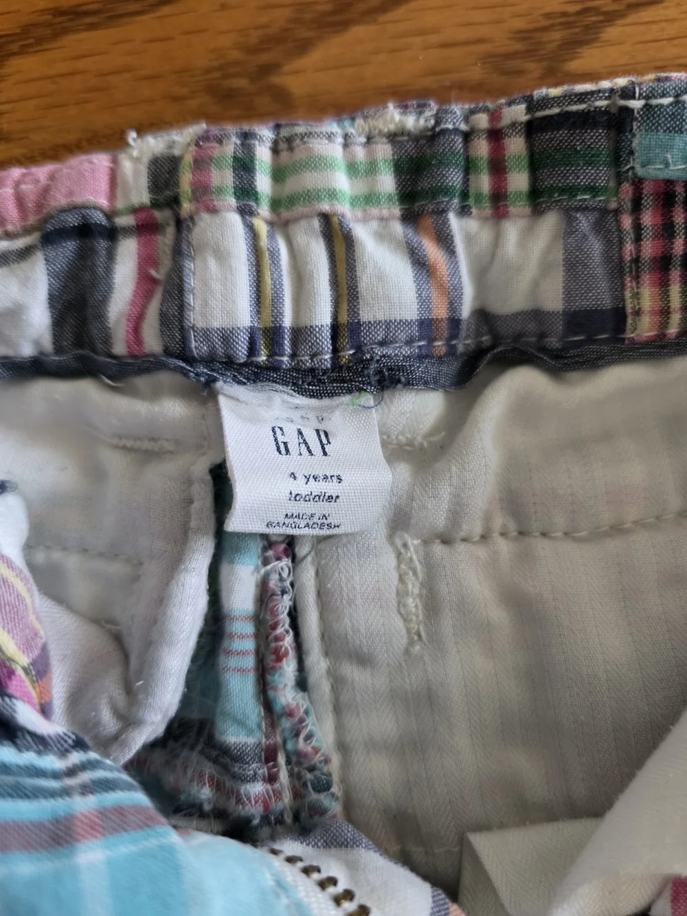 GAP Plaid Patchwork Shorts in Blue, Pink, Green, White